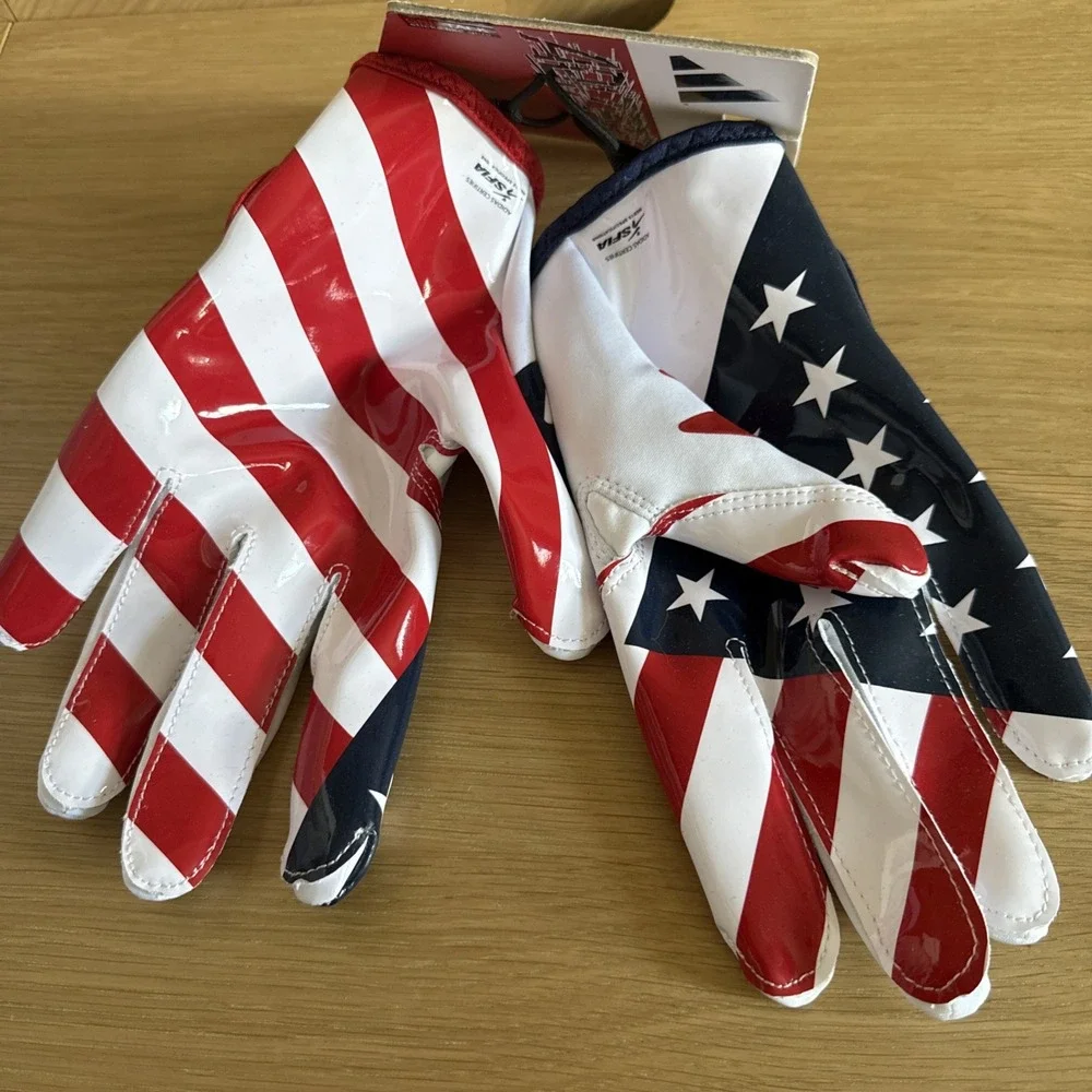 Adidas Adult Adizero USA‎ Football Gloves Mens XLarge Rd/Wht/BL. AF1752 Flag